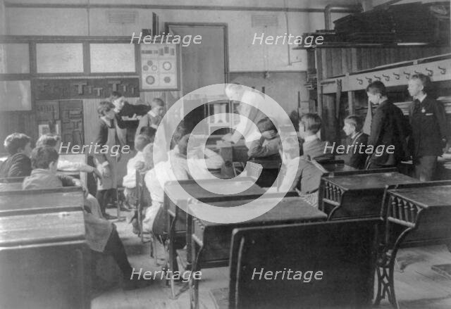 Classroom scenes in Washington, D.C., public schools - carpentry class, (1899?). Creator: Frances Benjamin Johnston.