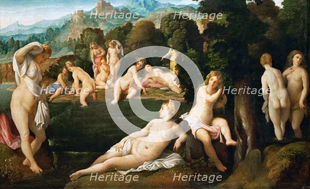 Nymphs Bathing, ca 1528. Artist: Palma il Vecchio, Jacopo, the Elder (1480-1528)