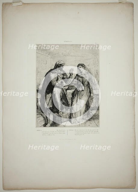 She Thank'd Me, plate two from Othello, 1844. Creator: Theodore Chasseriau.