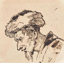 Man's head with fur hat, undated. (c1860s) Creator: Louis Toussaint.
