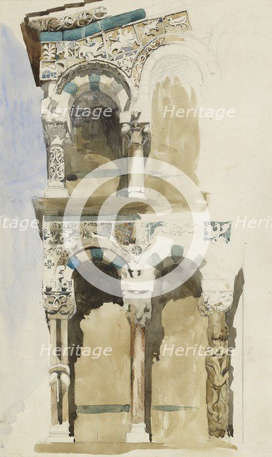 Part of the Facade of the destroyed Church of San Michele in Foro, Lucca, 1846. Artist: John Ruskin.
