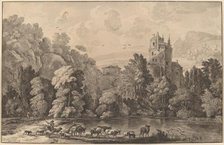 Valley with an Aged Castle, 1784, published 1786. Creator: Cornelis Brouwer.