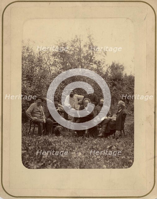 A group of Krasnoyarsk residents hunting in the Minusinsk district, on the Yenisei River, 1888. Creator: Akselrod.