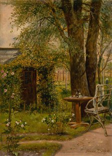 Garden with a table, 1902. Creator: Eduard Majsch.