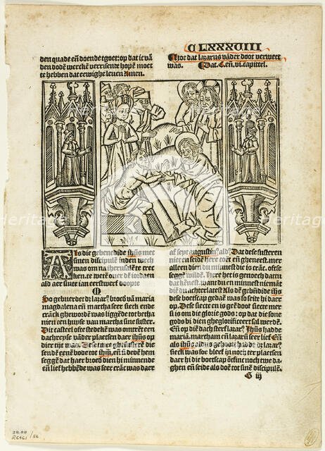 The Raising of Lazarus from Leven Christi by Ludolphus de Saxonia..., assembled...1937. Creators: Unknown, Max Geisberg, Ludolph of Saxony.