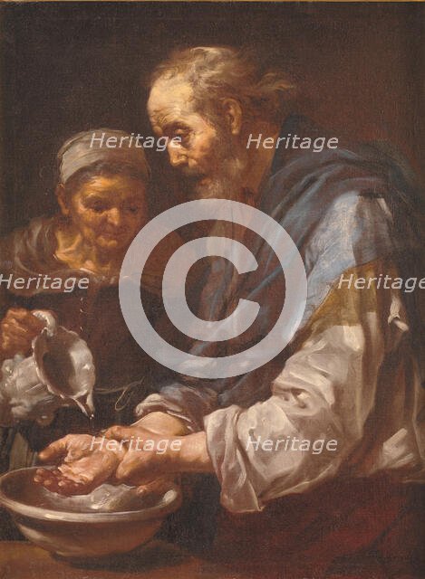 Old Man washing his Hands. (Allegory of "Water"), 1648-1651. Creator: Bernhard Keil.