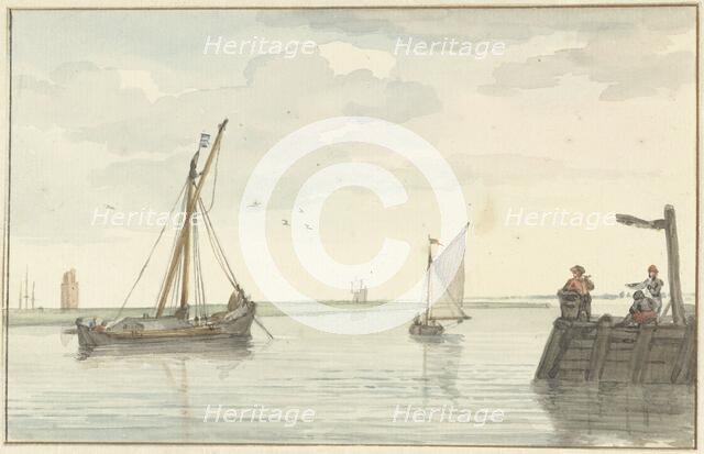 The stone fire beacon and the harbor head of Durgerdam, 1756. Creator: Aert Schouman.