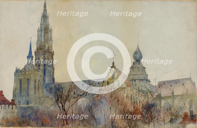 Antwerp Cathedral, 1899. Creator: Cass Gilbert.