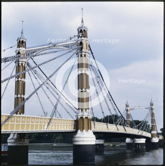 Albert Bridge, Kensington and Chelsea, Greater London Authority, 1960-1985. Creator: Leonard Robin Mattock.
