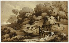 Wooded Landscape with Watermill beside Stream, n.d. Creator: James Robertson.