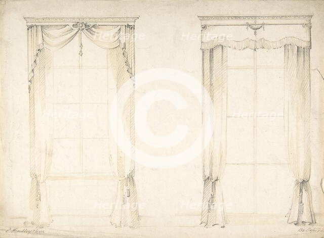 Designs for Two Sets of Curtains, 1841-84. Creator: Charles Hindley & Sons.