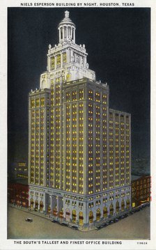 Niels Esperson Building at night, Houston, Texas, USA, 1928. Artist: Unknown