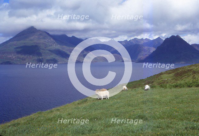The Black Cuillin and Loch Scavaig near Elgol, Isle of Skye, Scotland, 20th century. Artist: CM Dixon.
