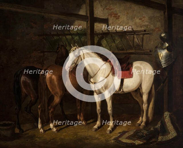 In a Stable, c1868. Creator: Jozef Brodowski.