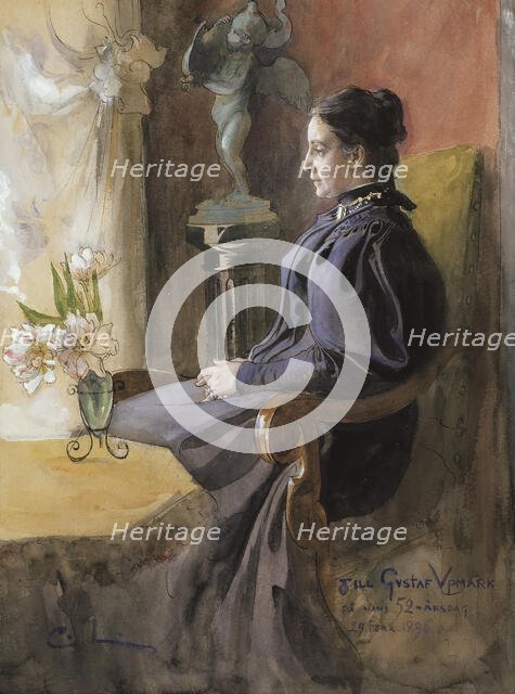 Eva Upmark, 1852-1944, born Kindstrand, 1896. Creator: Carl Larsson.