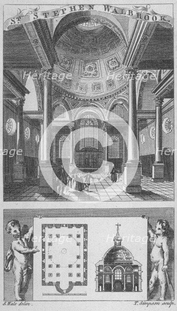 Church of St Stephen Walbrook, City of London, 1770.                Artist: Edward Rooker