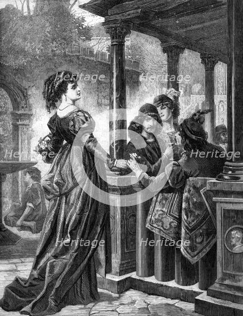 "Fleuriste Florentine au Moyen Age," by M. Vander Ouderaa, 1872. Creator: Unknown.