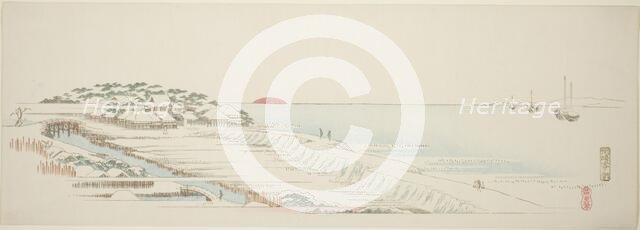 Morning Snow at Susaki (Susaki yuki no asa), from the series "Thirteen Views of the..., c. 1837/44. Creator: Ando Hiroshige.