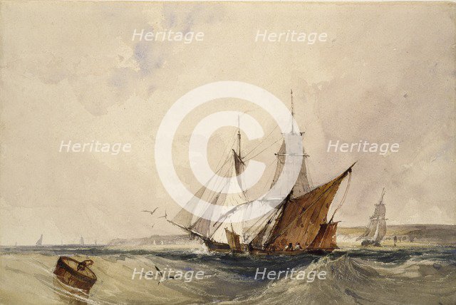 Shipping off the Kent Coast, c1820s. Artist: Richard Parkes Bonington.