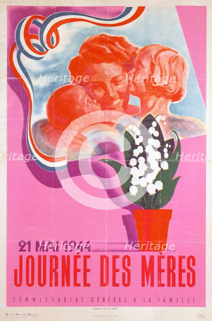 'Mother's Day, 21st May 1944', Vichy French poster, 1944. Artist: Phili