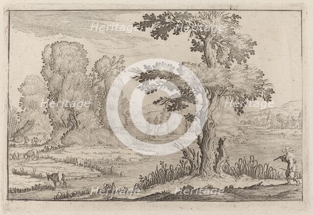 Herdsman and Cows Crossing a River, 1638. Creator: Ercole Bazicaluva.