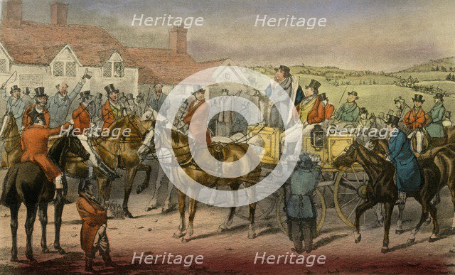 'Mr. Jorrocks declares his Inability to subscribe to the Surrey Stag-hounds', 1838. Artist: Henry Thomas Alken.