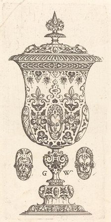Goblet with two Masques on lid, published 1579. Creator: Georg Wechter I.