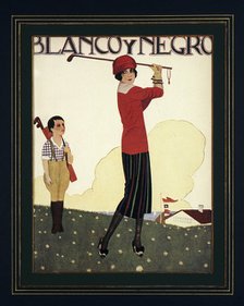 Blanco Y Negro poster with golfing theme, c1930s. Artist: Unknown