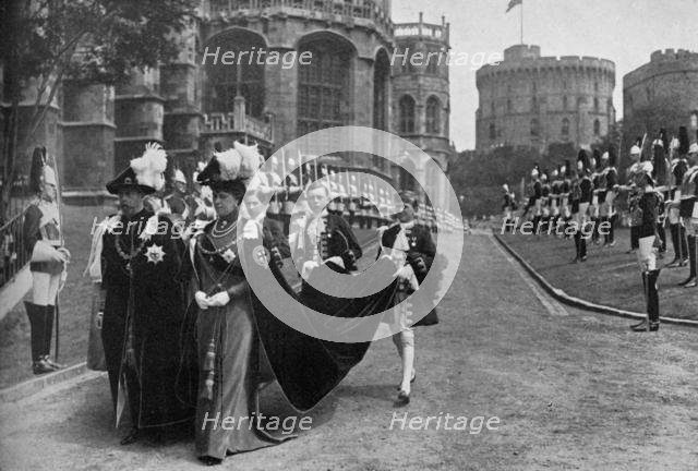 'King George V and Queen Mary in the Garter Procession at Windsor, 1913', (1951).  Creator: Unknown.