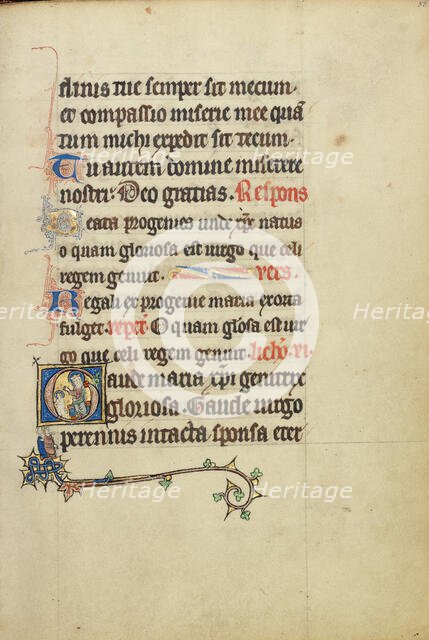 Initial G: The First Steps of Jesus; Ruskin Hours, about 1300. Creator: Unknown.