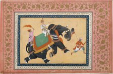 Prince Riding an Elephant, 16th-17th century. Creator: Khem Karan.
