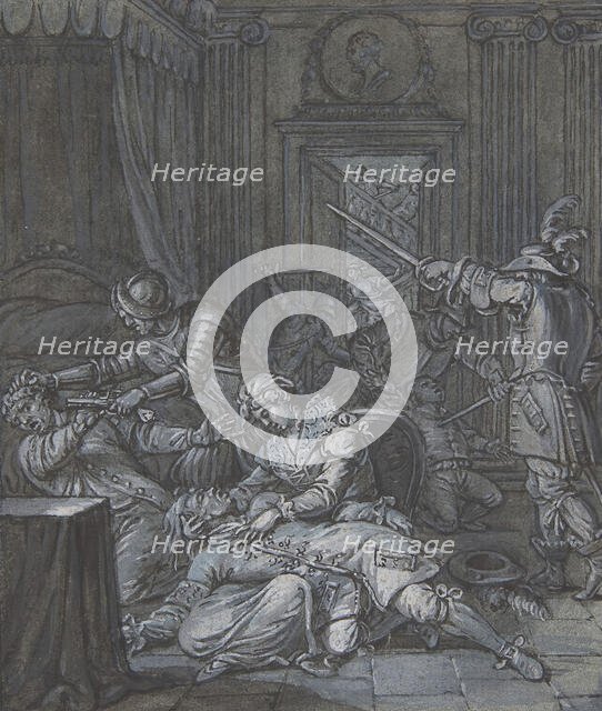 Interior scene with soldiers pillaging, 17th century. Creator: Unknown.