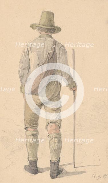 A walking man from the back, 1848. Creator: Karoly Lajos Libay.