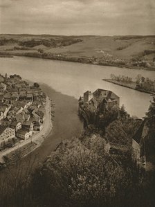'View from the Oberhaus to the Niederhaus and the junction of the Inn, Danube and Ilz', 1931. Artist: Kurt Hielscher.