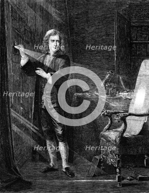 "Newton Investigating Light," by J. A. Houston, R.S.A., 1870. Creator: Robert Loudan.