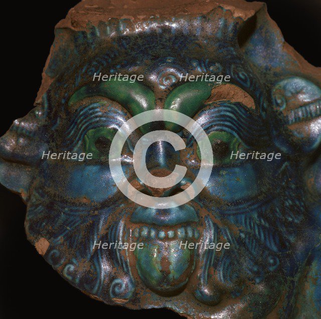 Egyptian faience head of Bes. Artist: Unknown