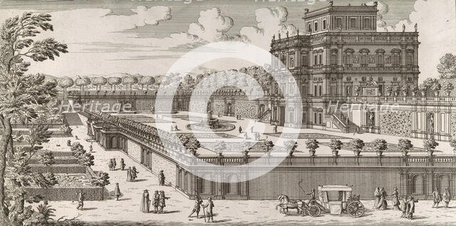 View of the side facade of the Palazzo Pamphili and its garden (Secondo prospetto pe..., after 1677. Creator: Simone Felice.