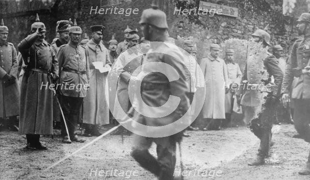 Kaiser, Crown Prince, & P'ce [i.e., Prince] Oscar at Crown Prince's Hdqrts., between 1914 and c1915. Creator: Bain News Service.