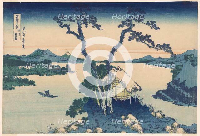 Lake Suwa in Shinano Province (Shinshu Suwako), from the series "Thirty-six Views of..., c. 1830/33. Creator: Hokusai.