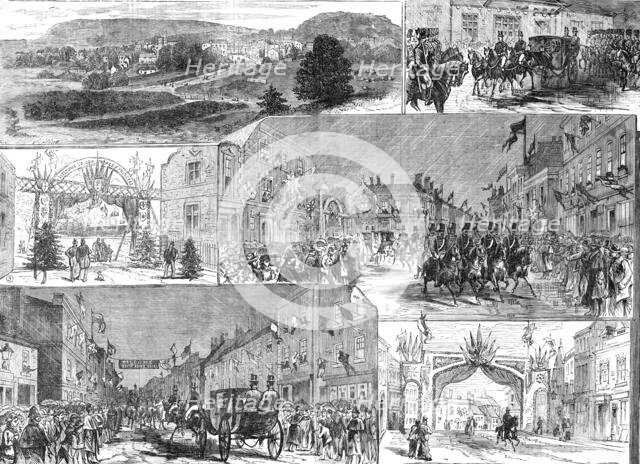 Visit of the Prince and Princess of Wales to Longleat: sketches at Warminster, 1881. Creator: Unknown.