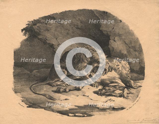 Horse Devoured by a Lion, 1823. Creator: Théodore Géricault (French, 1791-1824); Gihaut.