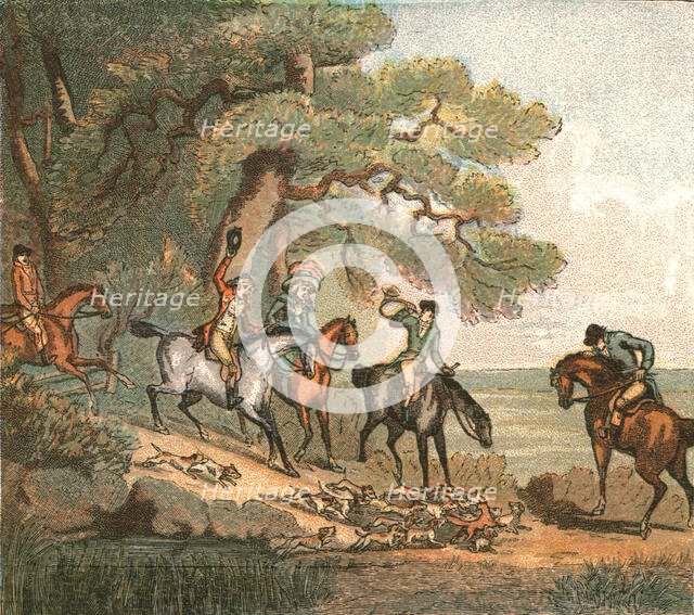 ''Old Fashioned Sporting Pictures, and the Road to Bygone Days; Fox Hunting -1887--The Kill', 1890. Creator: Thomas Rowlandson.