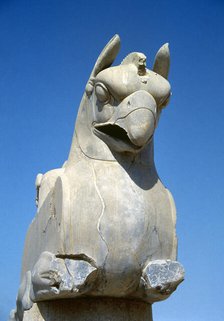 Zoomorphic griffin capital, Persepolis (Taknt-e-Jamshid), Iran, Achaemenid Empire (2005).  Creator: Unknown.