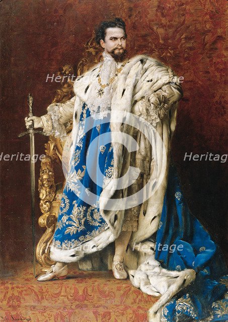 Ludwig II as the Grand Master of the Order of the Knights of St George, 1887. Artist: Schachinger, Gabriel (1850-1913)