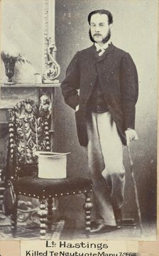 Lieutenant Hastings, killed Te Ngutuote Manu 7.9.1868, c.1900. Creator: William Francis Gordon.