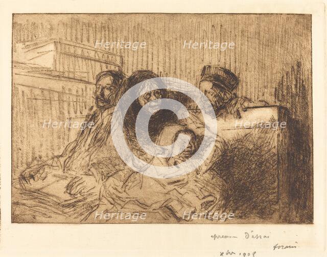 Evidence at the Hearing (second plate), 1908. Creator: Jean Louis Forain.
