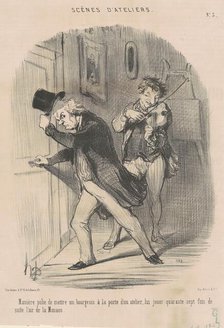 Manière polie de mettre ... a la porte ..., 19th century. Creator: Honore Daumier.