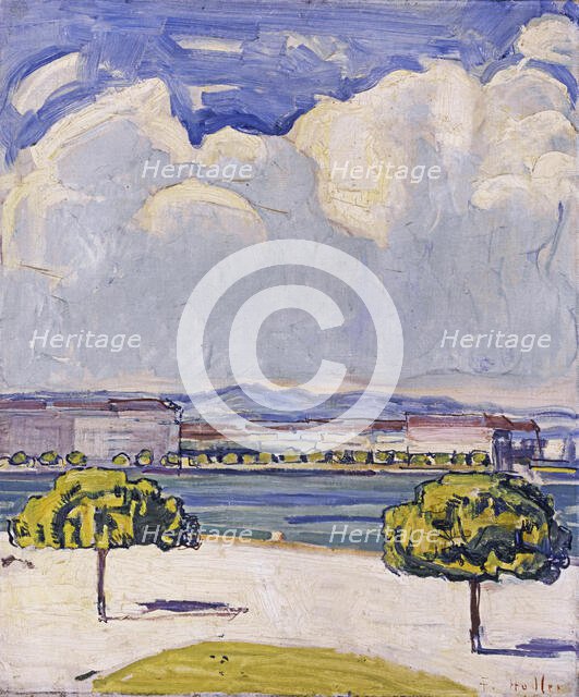 The Quai du Mont-Blanc in Geneva as Seen from the Jardin Anglais, c. 1910. Creator: Hodler, Ferdinand (1853-1918).