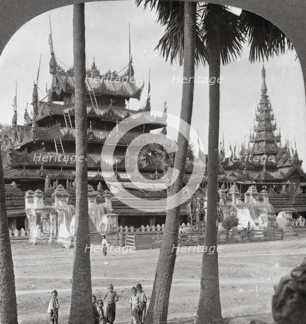 Pagan King's temple near Aindow Yak Pagoda, Mandalay, Burma, 1908.  Artist: Stereo Travel Co