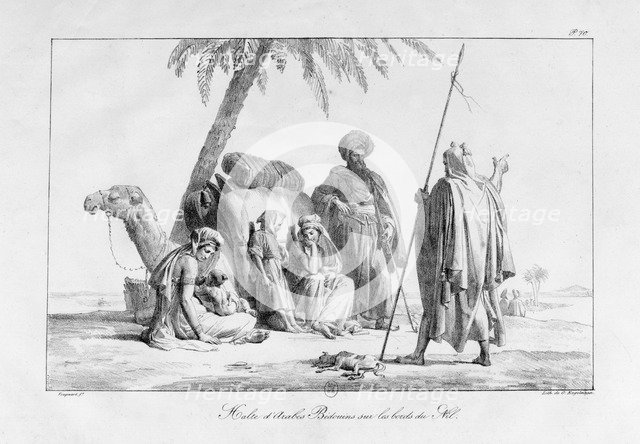 'The Rest of the Bedouin Arabs by the Nile', Egypt, 1819. Artist: G Engelmann
